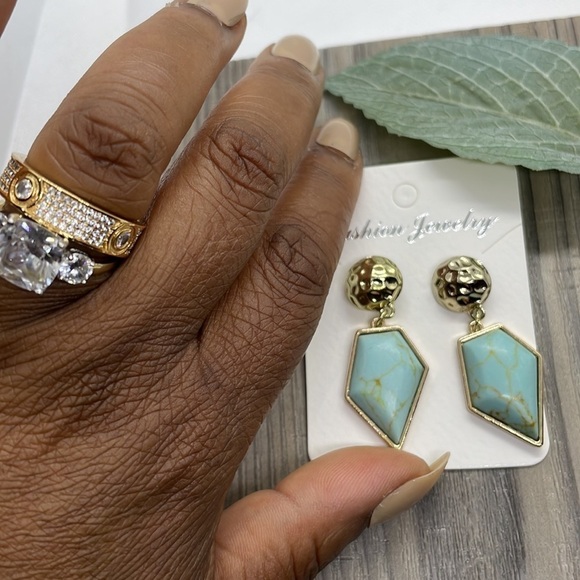 Sanctuary Project Blue Stone Geo Drop Earrings - Picture 9 of 17